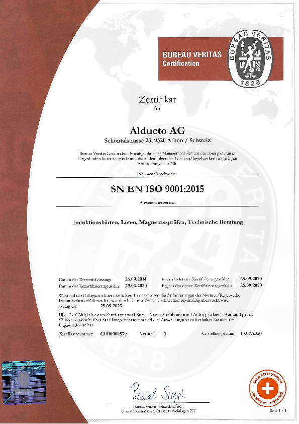Alducto Zertifikat ISO 9001