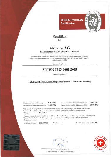 Alducto Zertifikat ISO 9001 DE